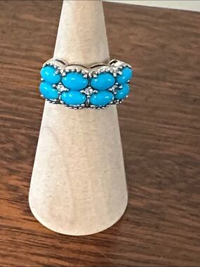 Samuel B. Sterling Silver Sleeping Beauty Turquoise Cluster Ring - Bright Blue